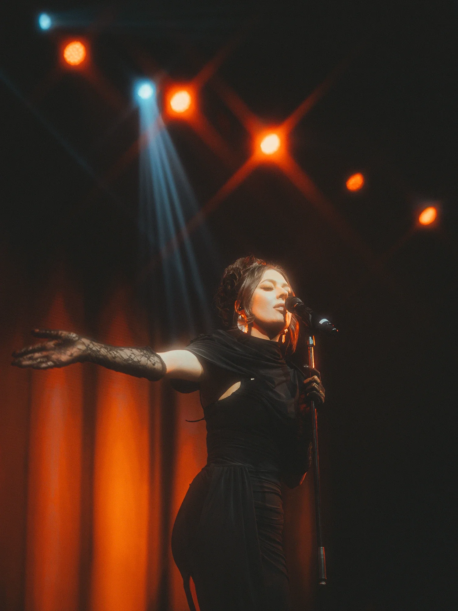 Finnish singer-songwriter Rita Behm performs live on stage at the Iskelmä Gaala. Nokia Arena, Tampere.