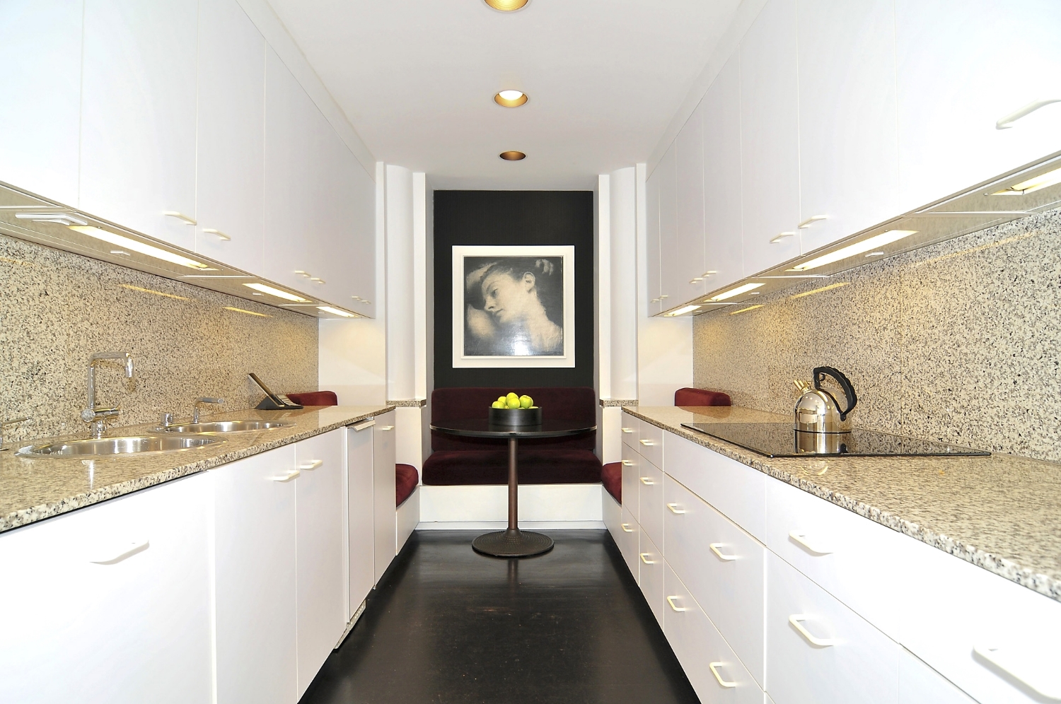 Contemporary White Galley Kitchen