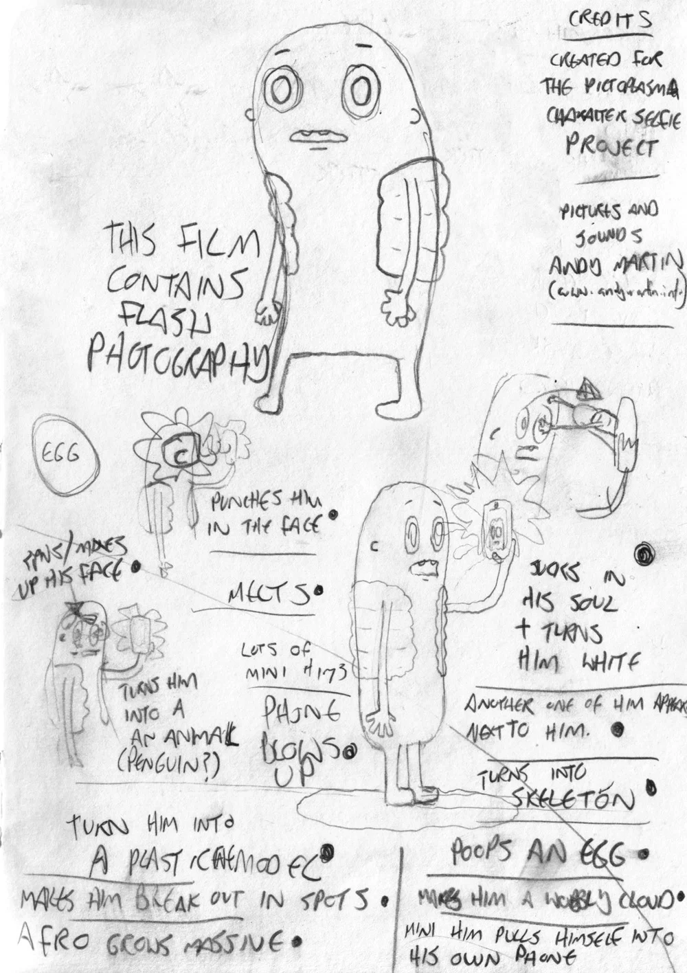 Here’s the page of brainstorming I did for “Selfie” .