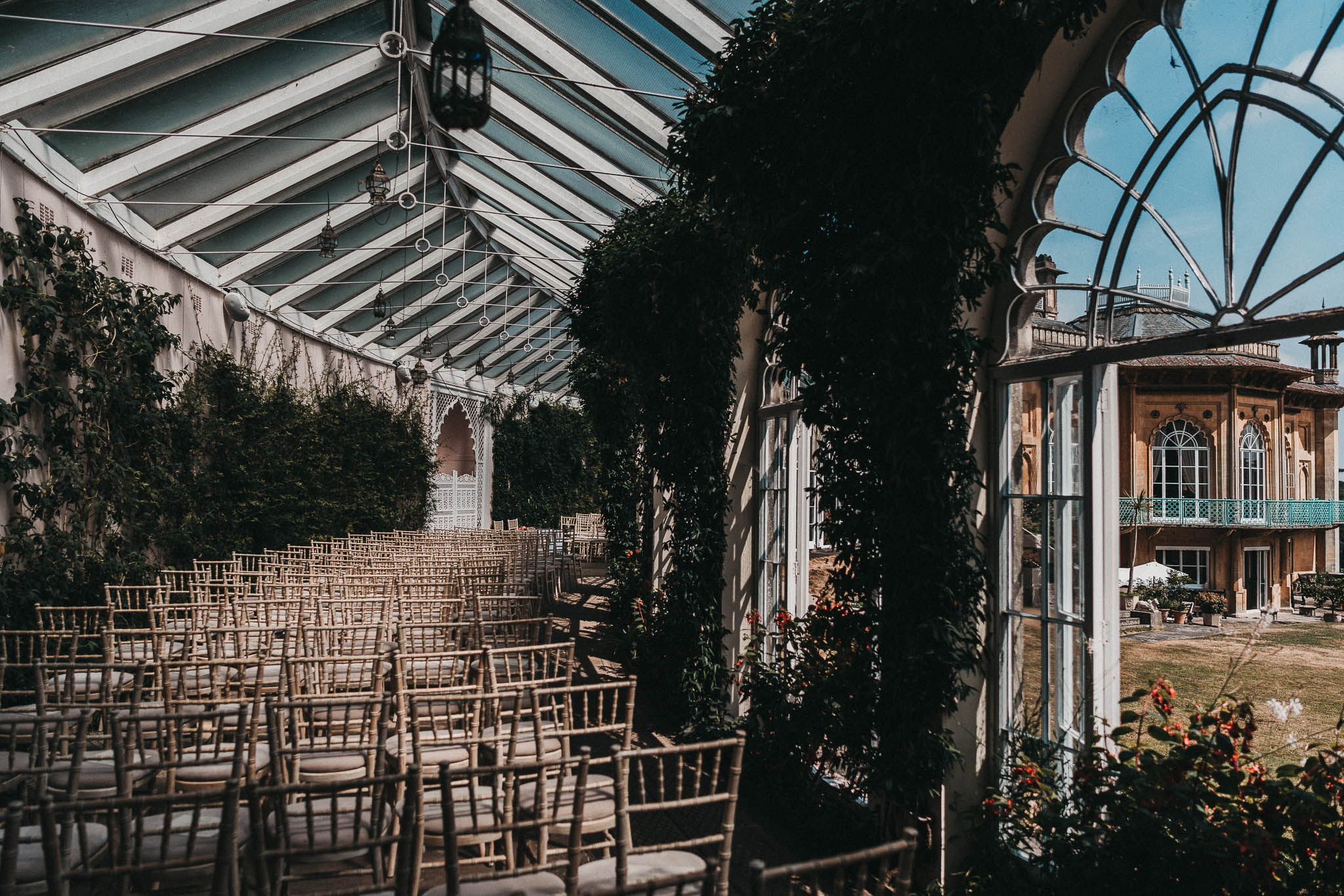 sezincote orangery ready for a wedding