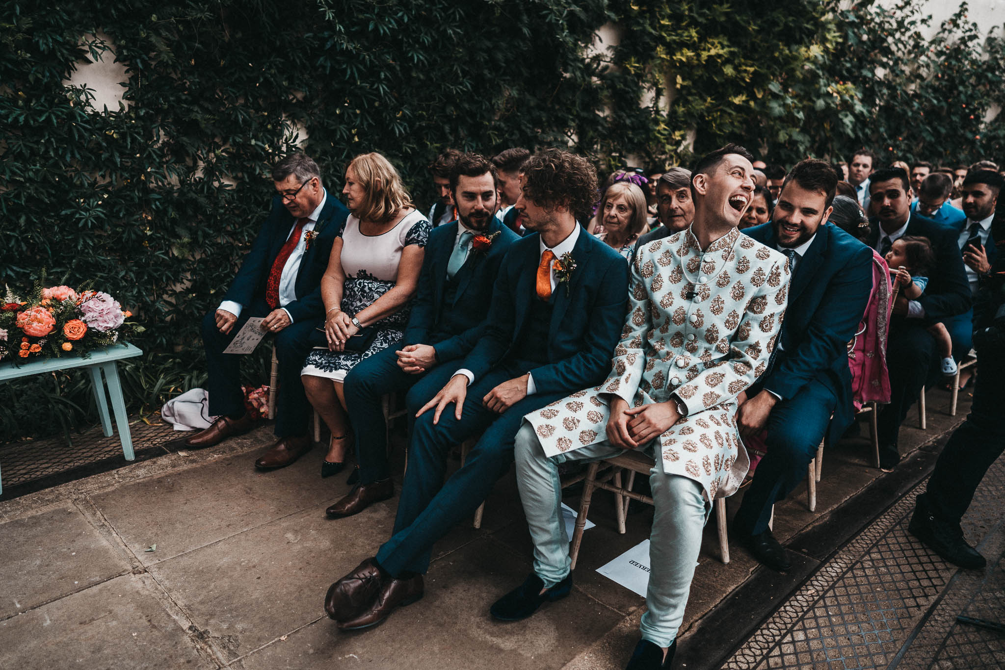 groom waiting for the bride to arrive at the ceremony