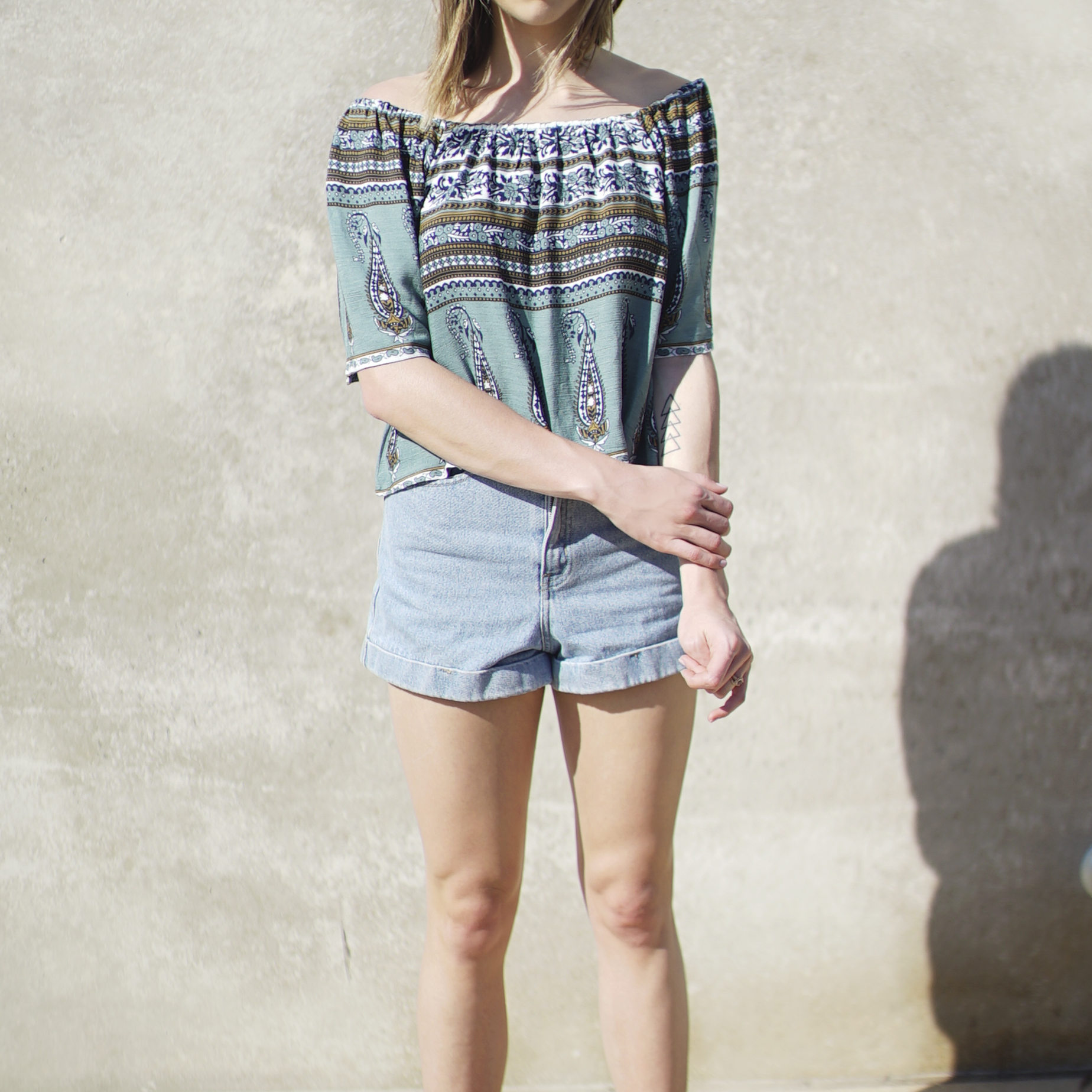Off the shoulder, flowy crop