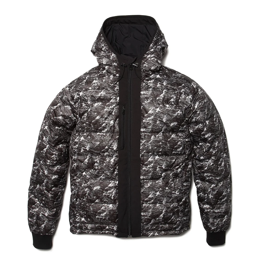 MAROON BELLS BLACK & WHITE CAMO DOWN JACKET - $950USD