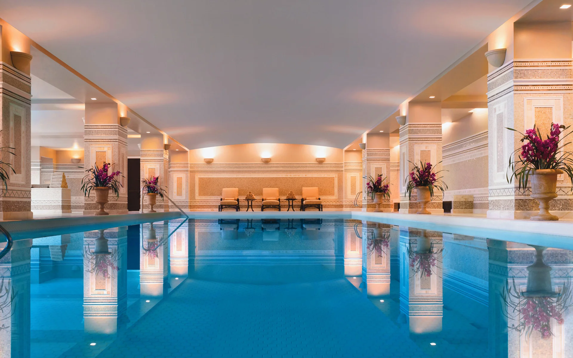 Spa Montage Deer Valley's pool is modeled after the Hearst Castle's pool.