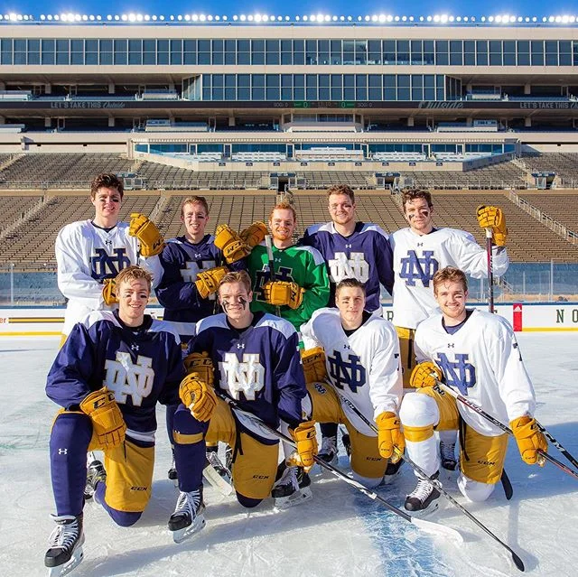 “I think all of my friends would describe me in a pretty straight forward way and that’s whatever I’m doing, I’m fully invested in that thing. Whether that’s on the ice, in the weight room, with my friends, everything I am doing has my full attention for that moment. Same thing goes for the classroom and studying. I think that has it’s positive effects but it also has some negative ones. I am trying to learn how to manage and deal with those negative ones while getting better at and exploiting the positive ones. All my friends would say I am very happy go-lucky and easy going. I get along with just about everybody, but I am extremely close with my teammates. I always find a way to have fun with whatever I’m doing. A fully invested, easy going and fun person to be around is how my friends would describe me.” @cam_burke7 of @nd_hockey ☘️ #GoIrish #GetToKnowMe