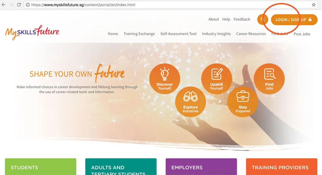 1. Login to https://myskillsfuture.sg