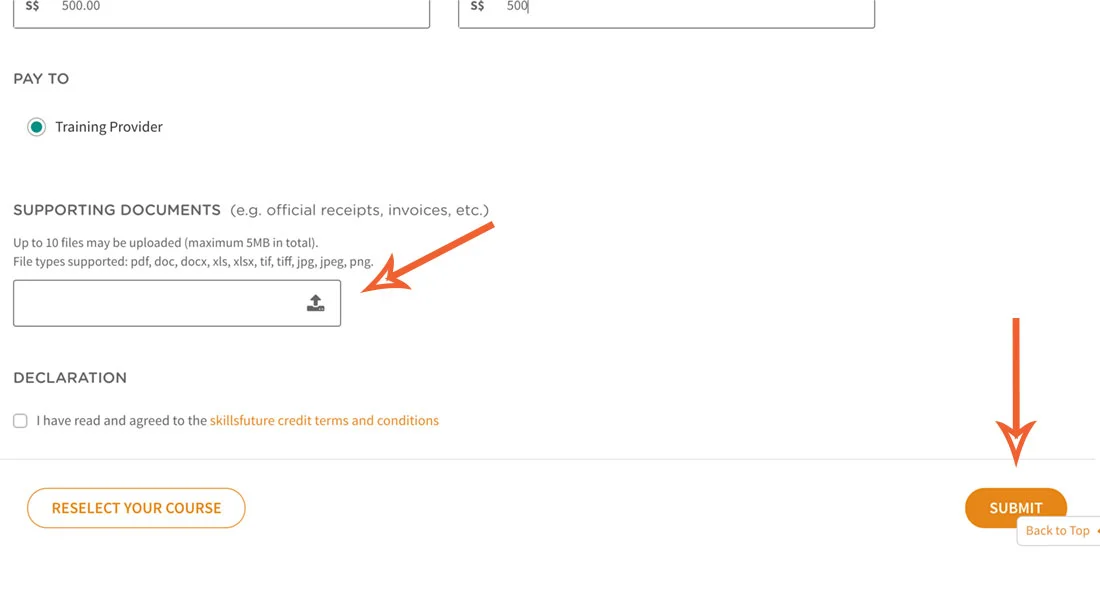 11. *Upload the invoice that was sent to you and click Submit.