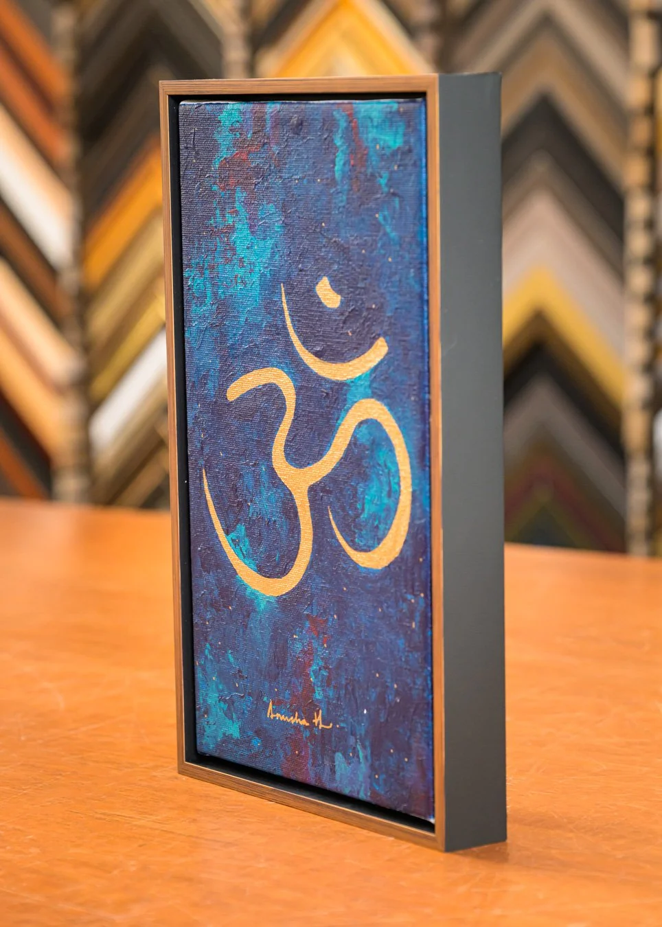 Om symbol painting on canvas in floater frame-.jpg