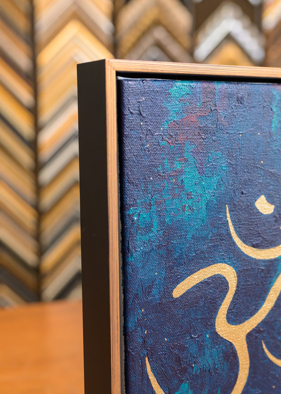 Om symbol painting on canvas in floater frame-85478.jpg