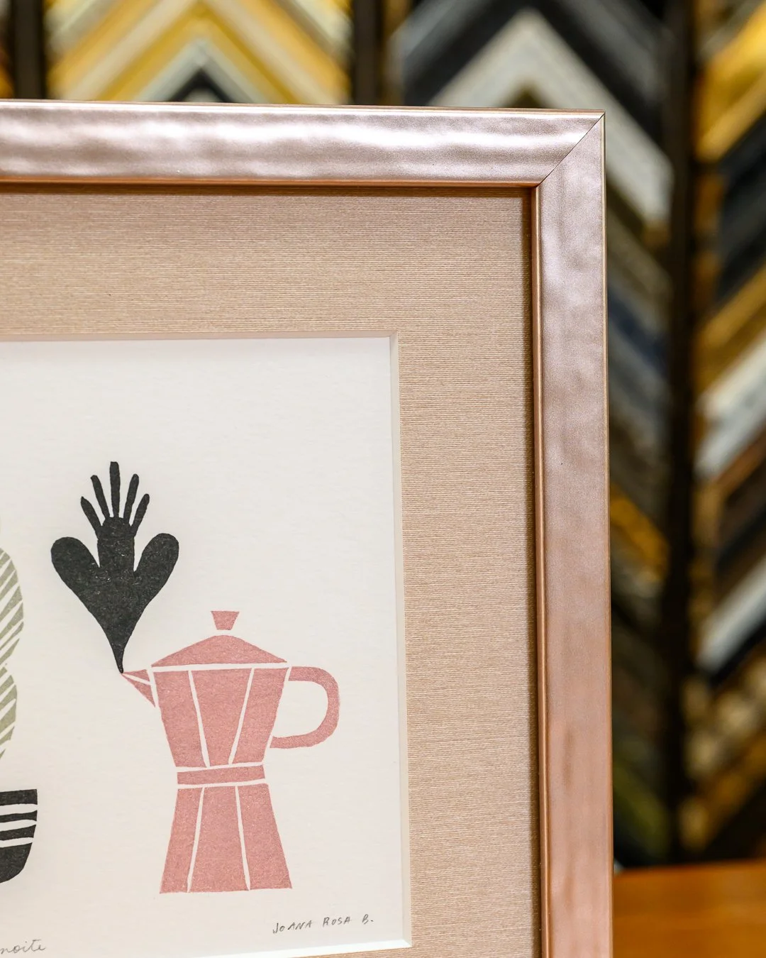 whimsical art coffee cup in petite frame with linen mat-86804.jpg