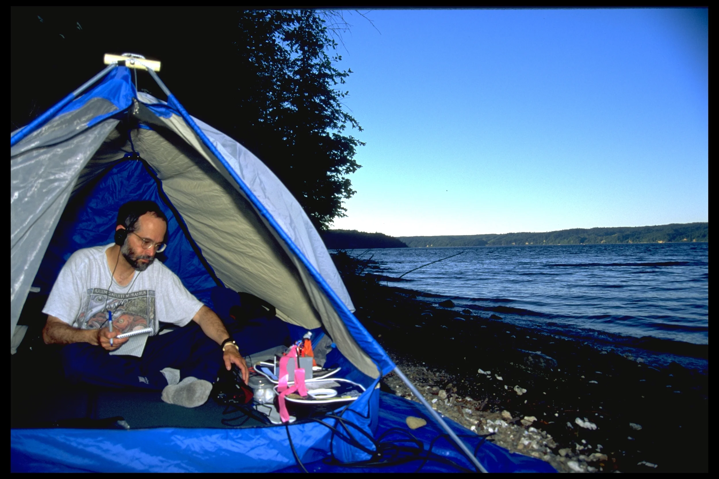 Andrew recording fish vocalizations