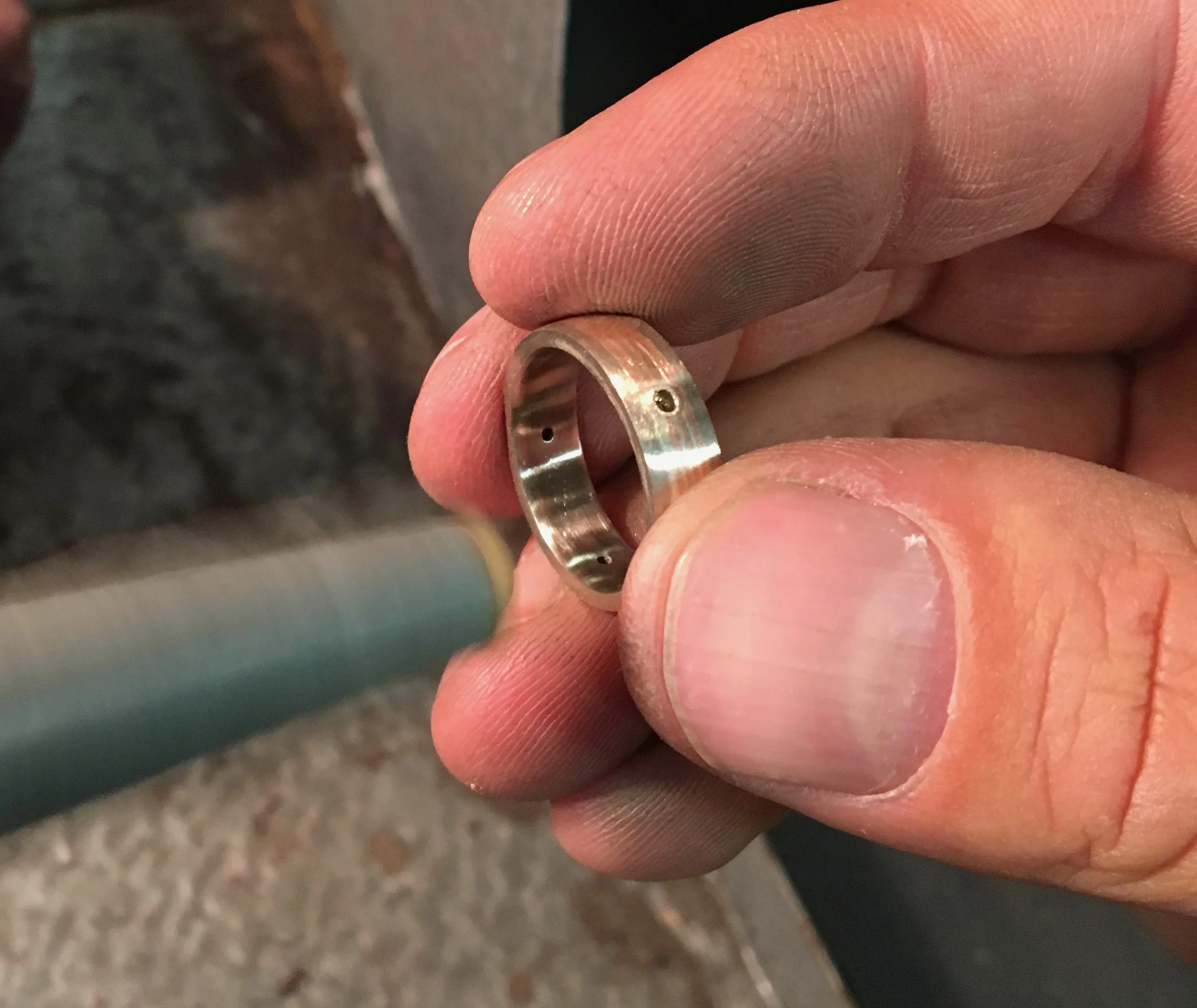 Now that all the hammering and shaping has been completed I can sand and finish the rings to thier final sizes...