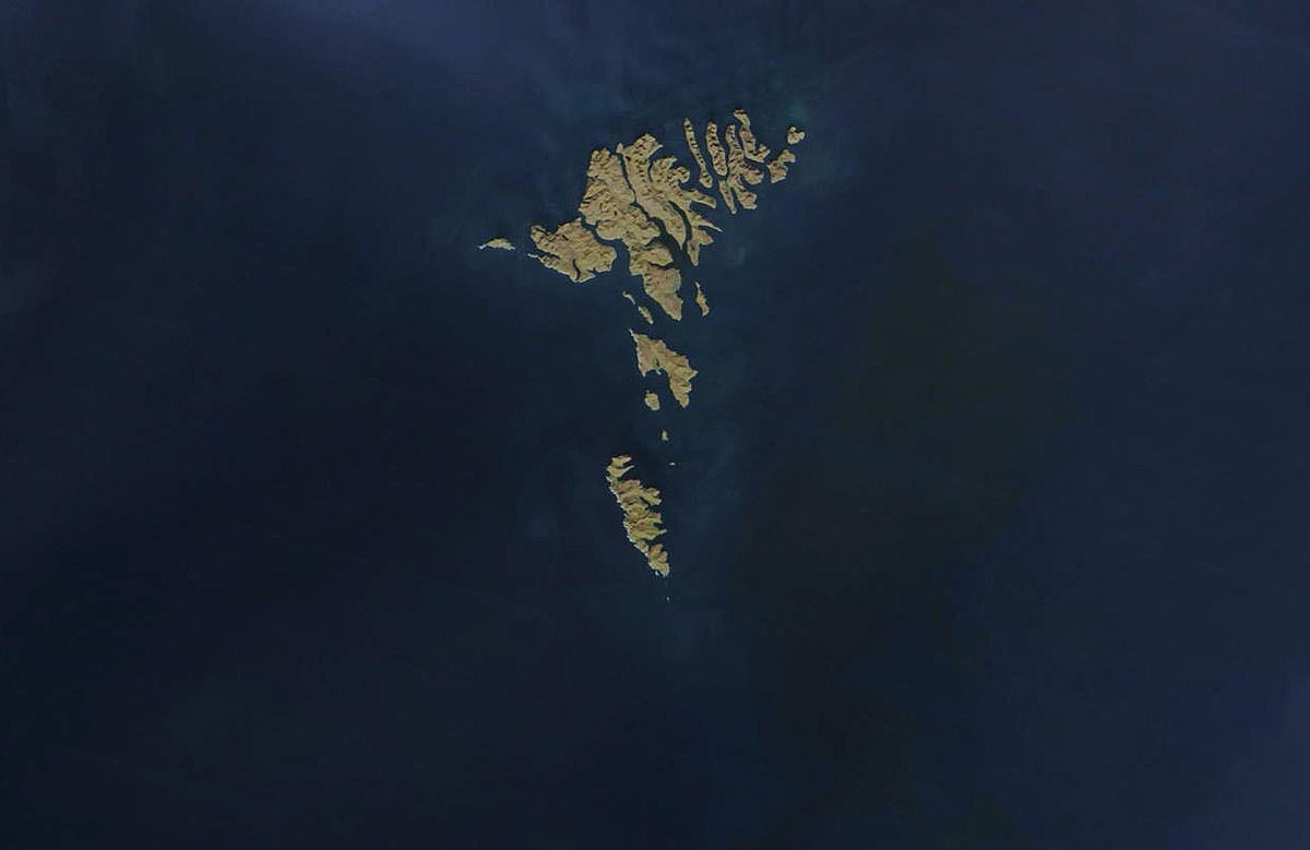 The Faroe Islands, as seen from orbit by NASA's Terra and Aqua satellites on April 17, 2003. The archipelago is about 50 mi wide, and has a total area of approximately 540 sq mi. (Image: NASA)