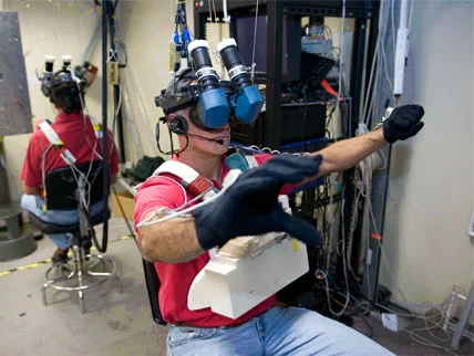 NASA uses virtual reality to help astronauts train for missions in outer space. (via NASA )