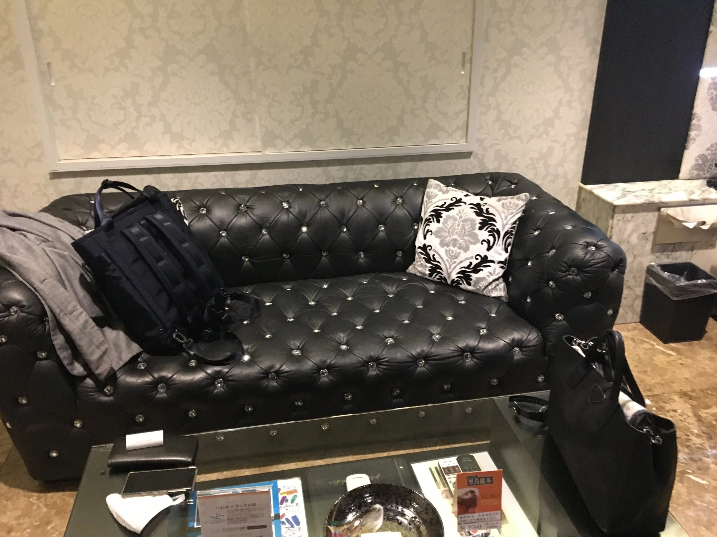 Time to get comfy on a sparkly couch...but what does the rest of the room look like...