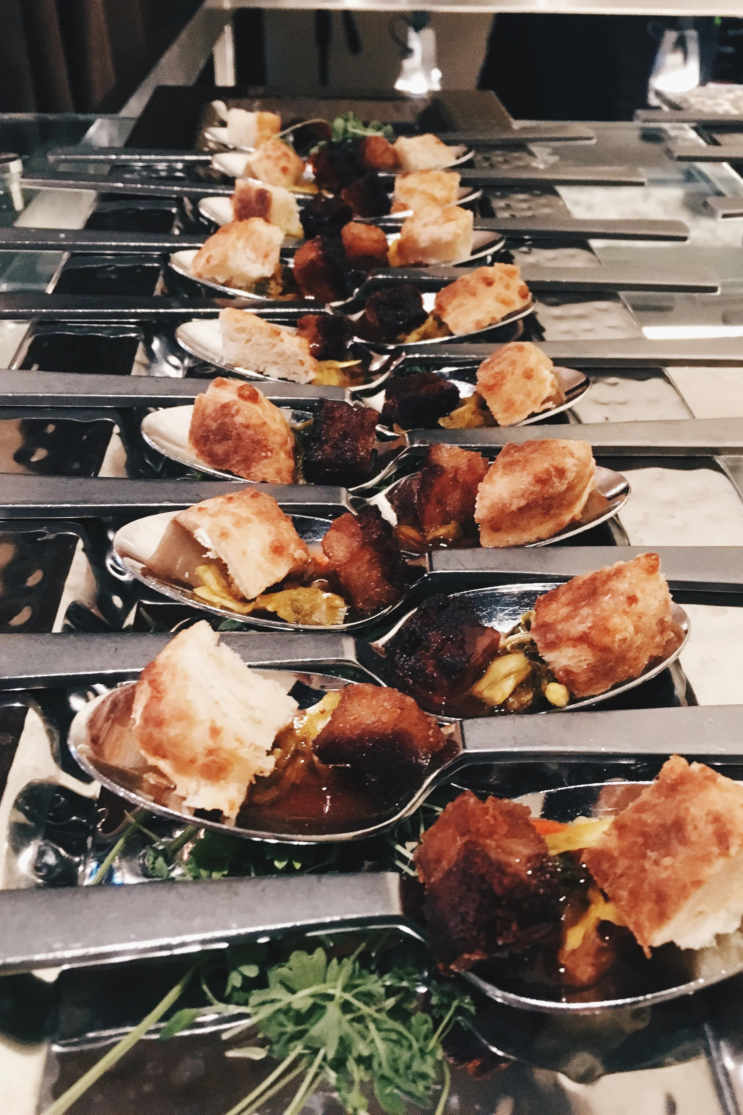 Pork belly with cheddar biscuit. 