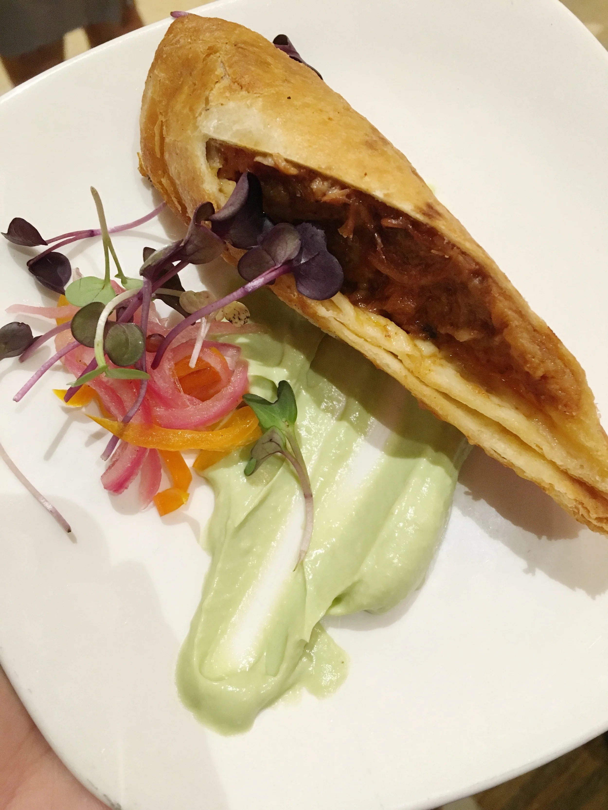 Wild Boar flauta with smoked avocado aioli