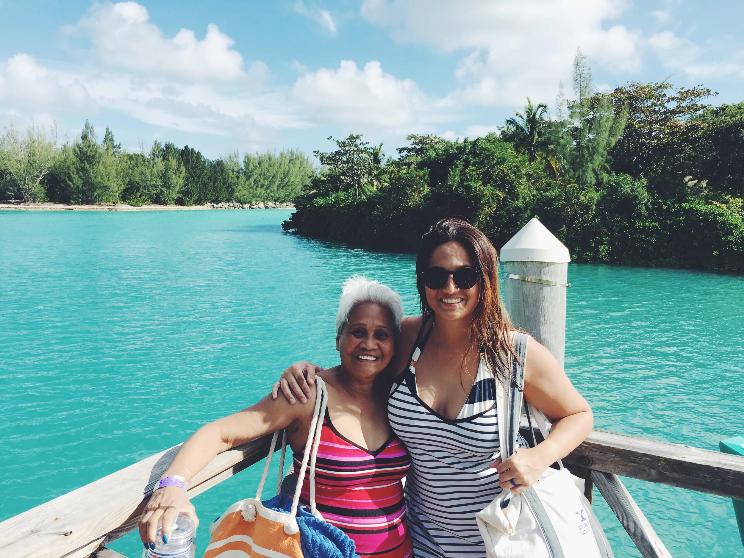 Mom & Me after our Dolphin Swim excursion in Freeport, Bahamas