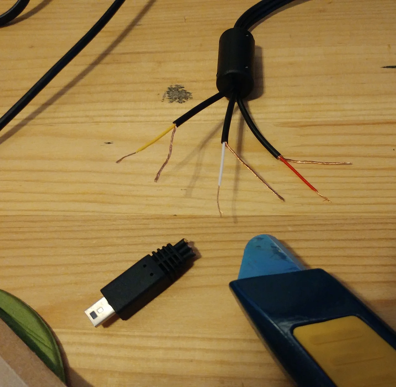 I don’t know very much about electronics, but I had no qualms about sacrificing this old mini-USB cable.
