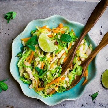 It&rsquo;s Sunday and if you&rsquo;re like me you are craving something nourishing and delicious, but also simple to prepare.  This lovely Thai Salad hits the mark.  It features cool cucumbers, crunchy carrots, red bell peppers, red and Napa cabbage 