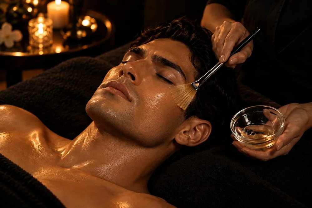 Man receiving a salicylic acid peel for acne and oily skin in San Diego