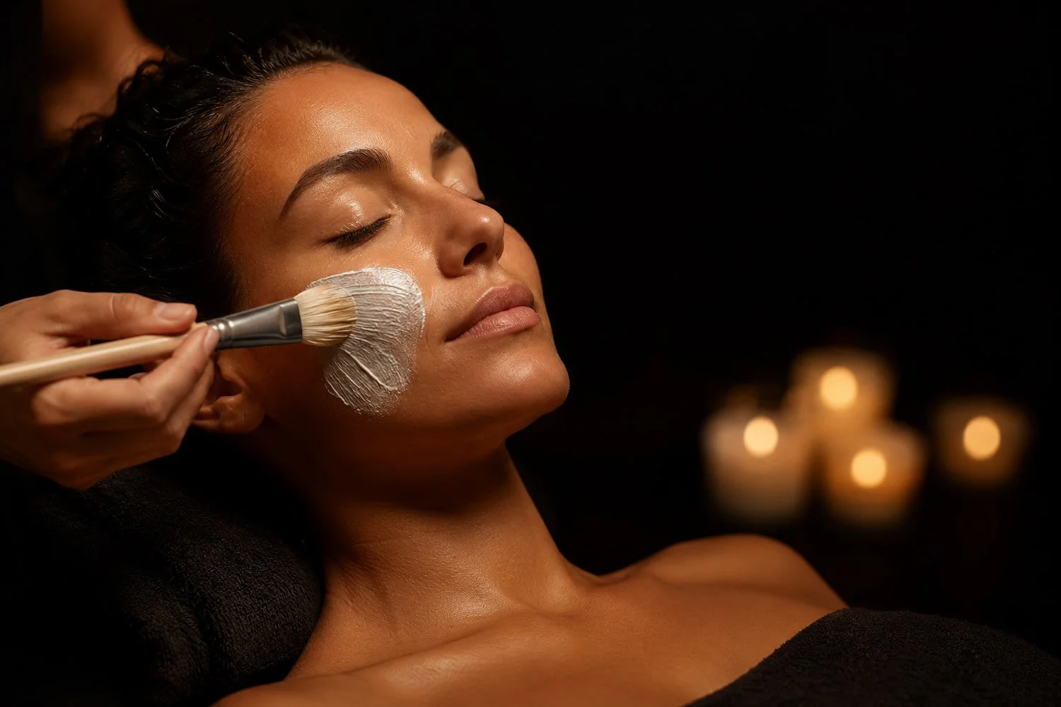 Esthetician applying a customized masque during an I Have No Idea Facial in San Diego