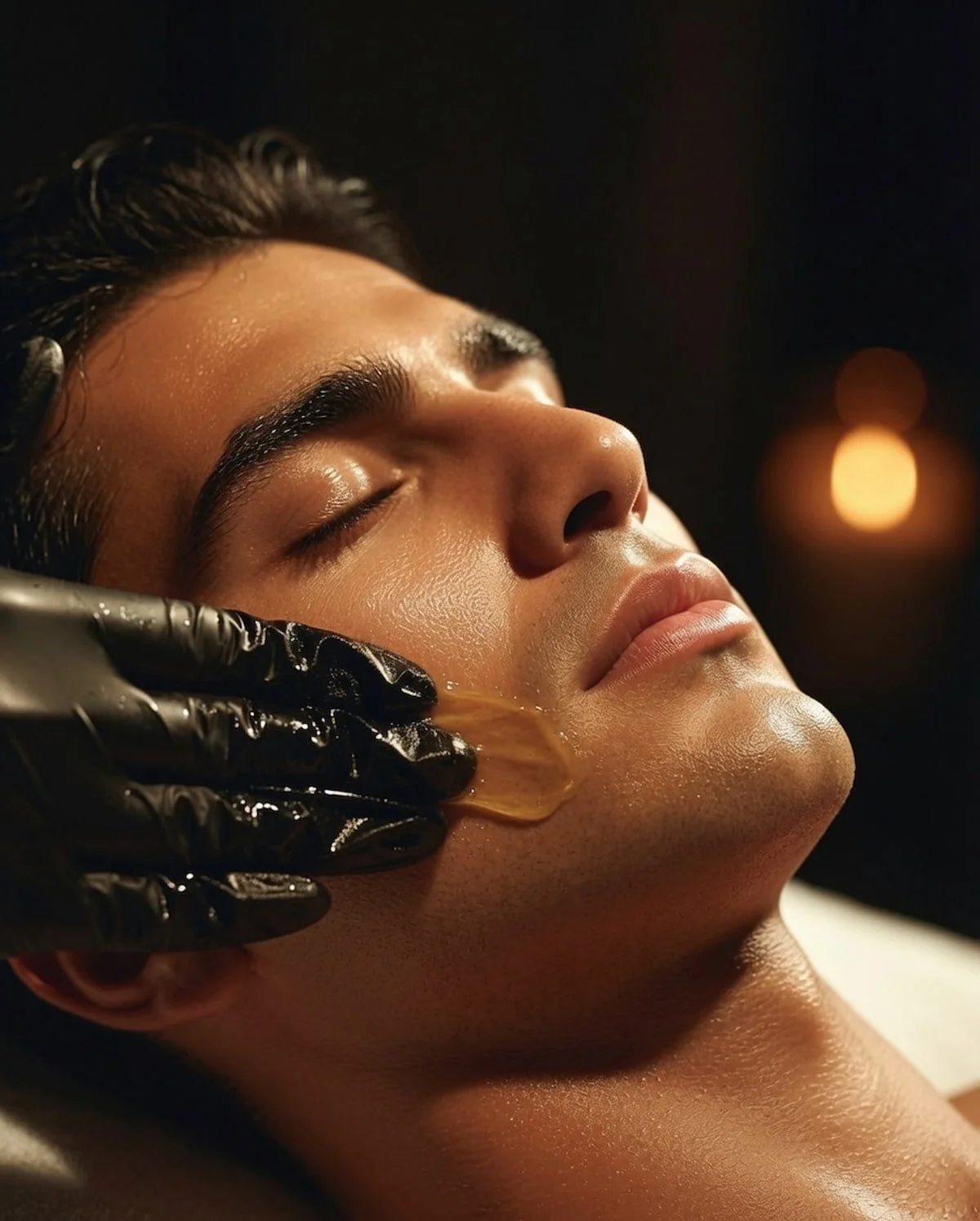Man with dewy glass skin receiving a Korean Glass Skin Peel in San Diego