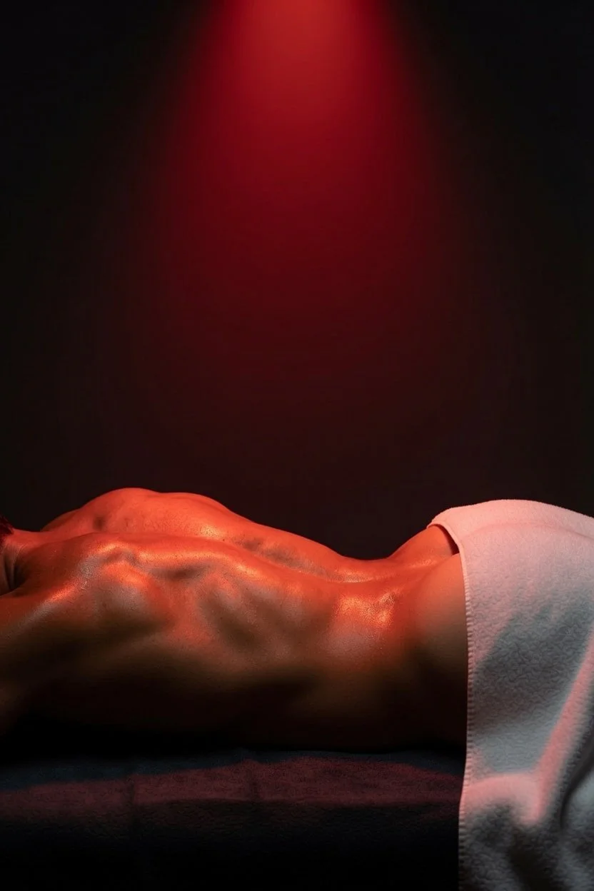 Medical-grade red light therapy during a booty brightening treatment in San Diego