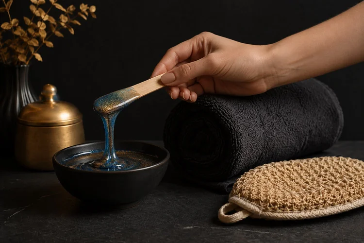 Warm hard wax on a spatula, ready for a body waxing appointment in San Diego