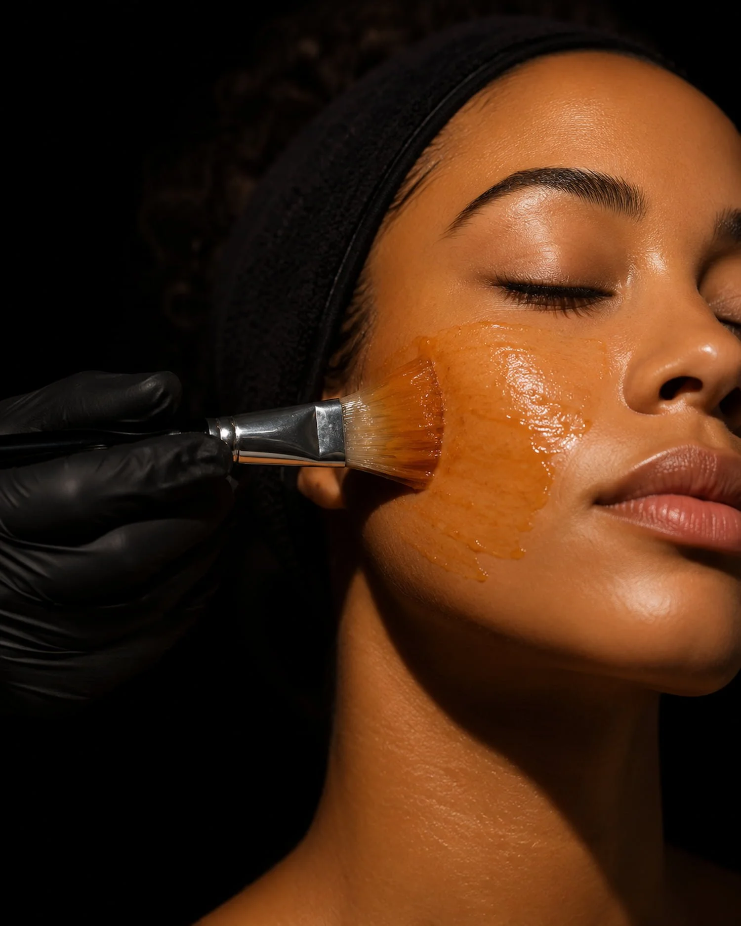 Esthetician applying a pumpkin enzyme peel at a San Diego skin studio