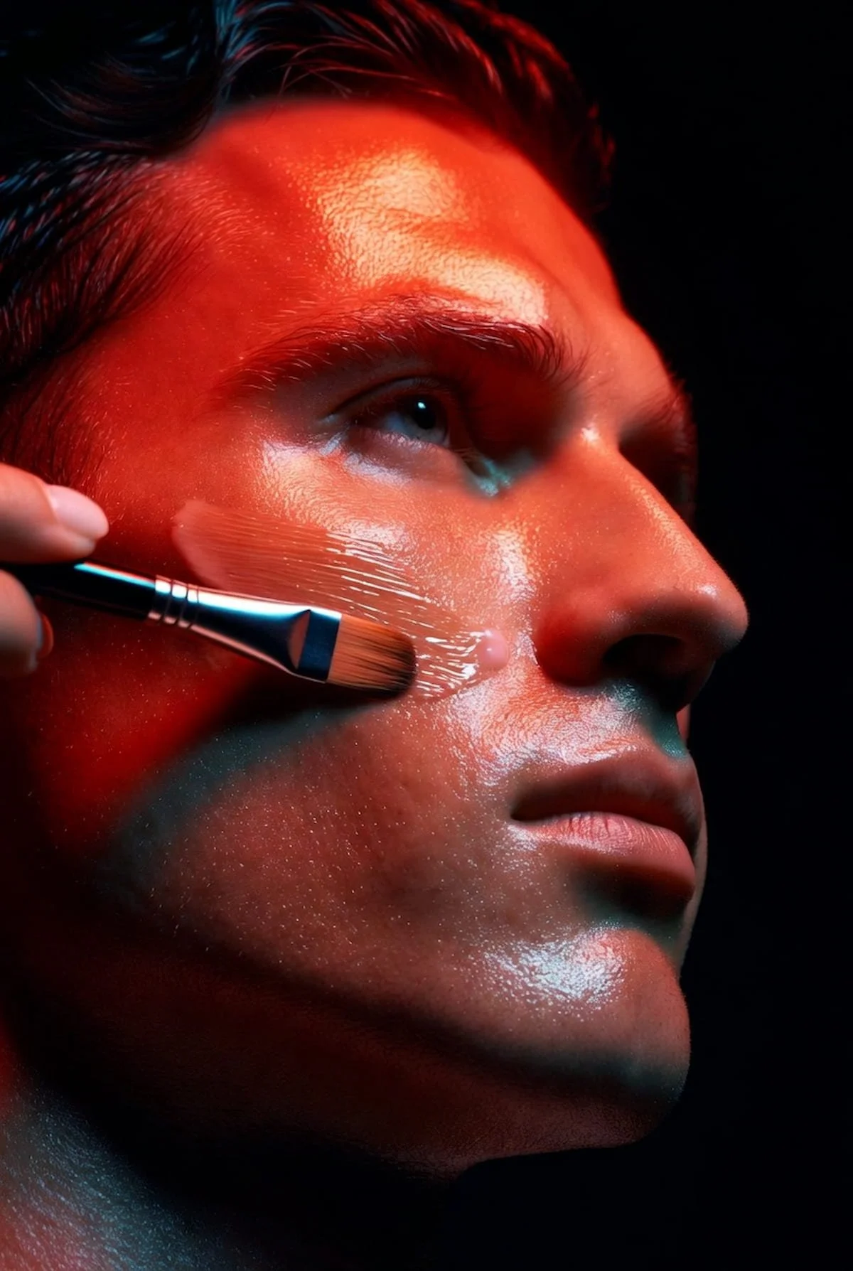 Anti-aging treatment mask applied with red light therapy during a facial in San Diego