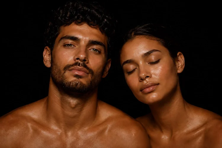 Man and woman with healthy, glowing skin after a custom facial in San Diego