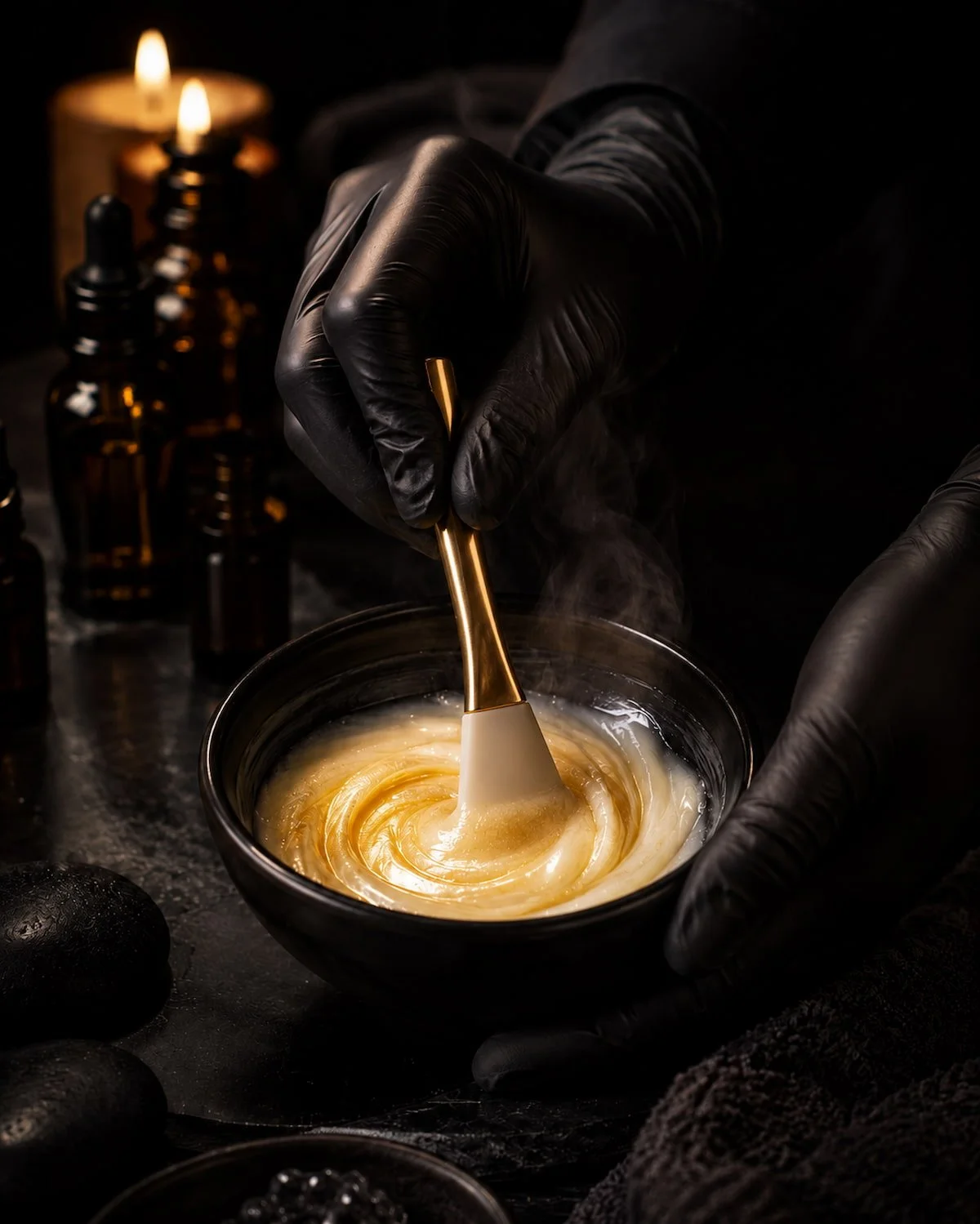 Custom brightening peel blend being mixed for a hyperpigmentation treatment in San Diego
