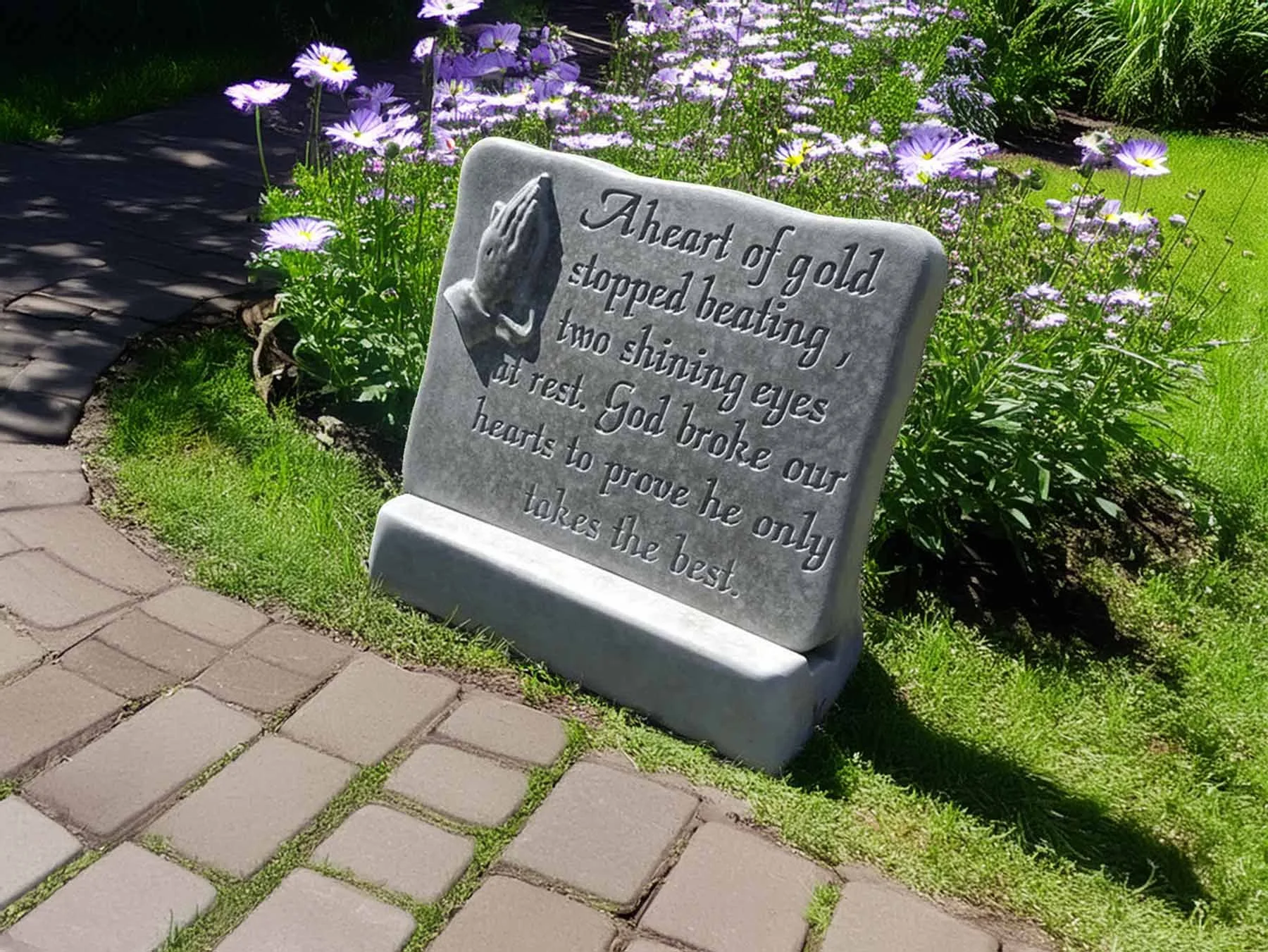 Concrete mold for heart of Gold memorial plaque