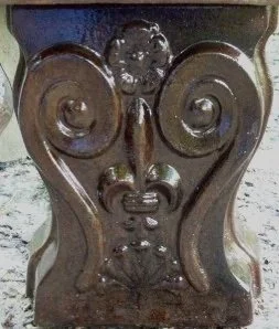 Stained concrete bench leg example of what the mold makes
