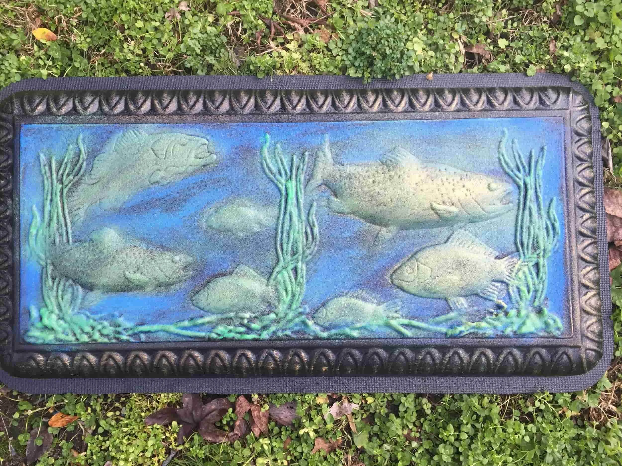 Concrete Bench Mold Fish In Stream Scene