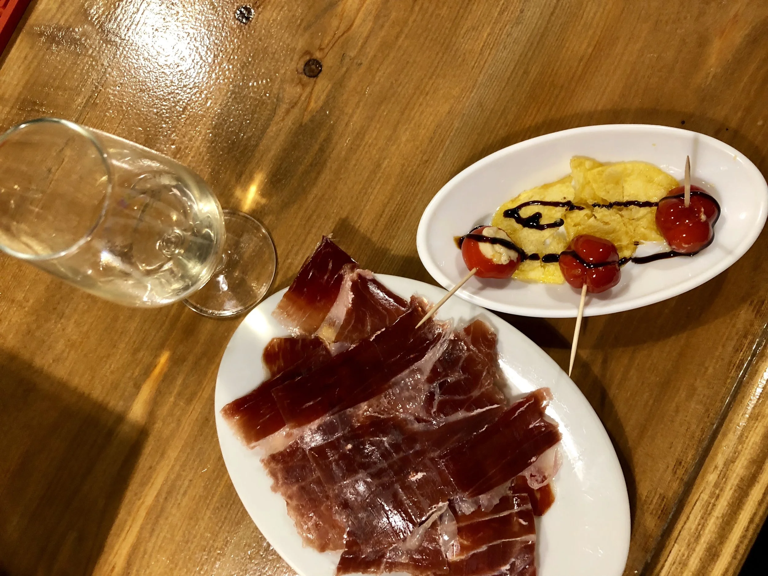 Tabanco Plateros’ Fino Sherry; Iberico Ham; Peppers stuffed with Cheese + Pedro Ximénez reduction