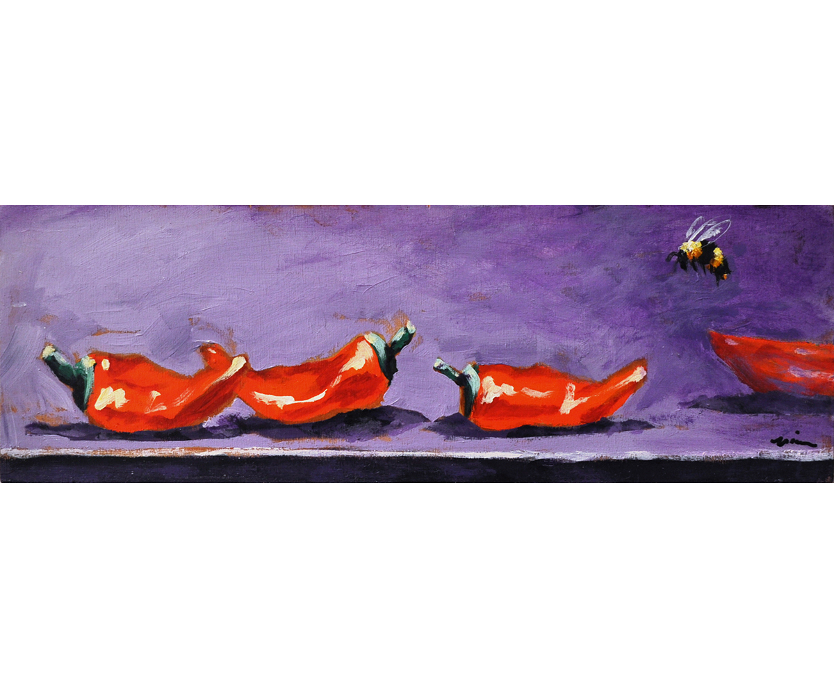 Nothing to Be Afraid Of , 2015 Acrylic on canvas 3 x 9 inches