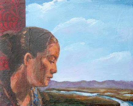 Kako Looks Out, 2005 Acrylic on panel 6 x 8 inches