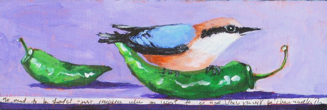 Fear of Flying , 2015 Acrylic on wood 3 x 8 inches