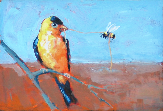 Tethered, 2016 Acrylic on wood 4 x 5 inches