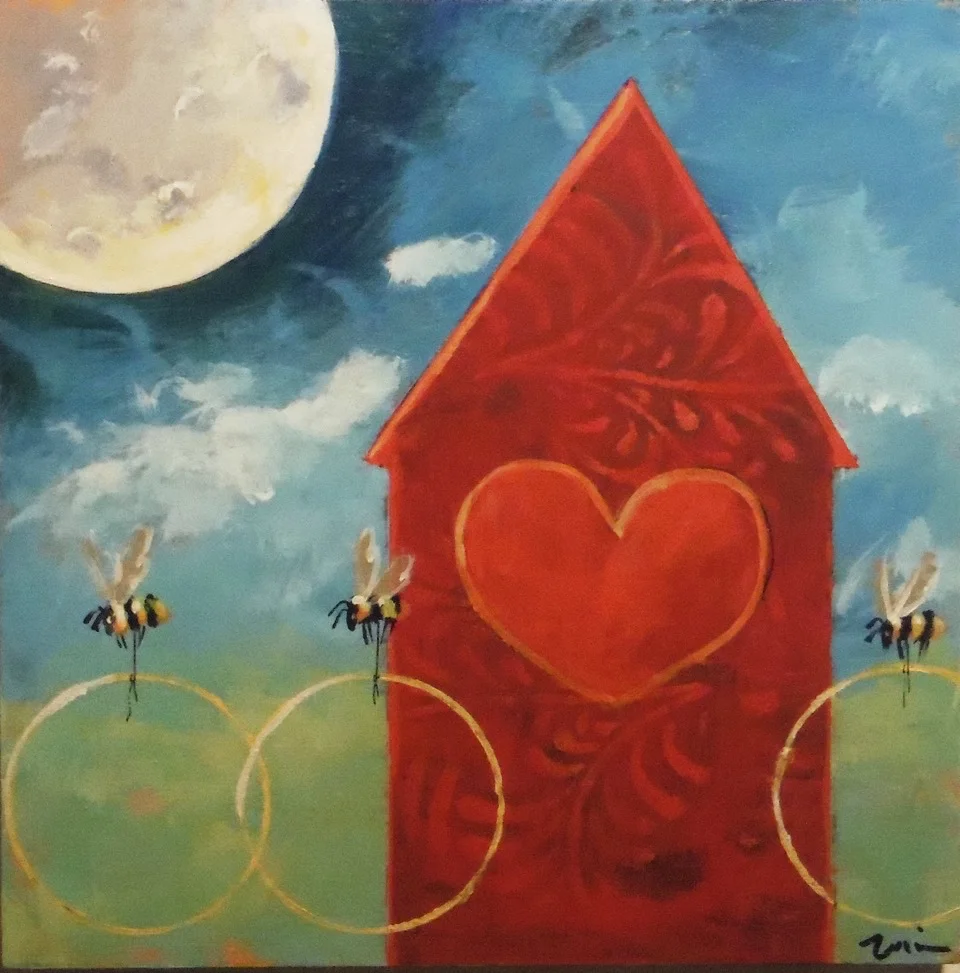 By the Light of the Moon Acrylic on wood 8 x 8 inches