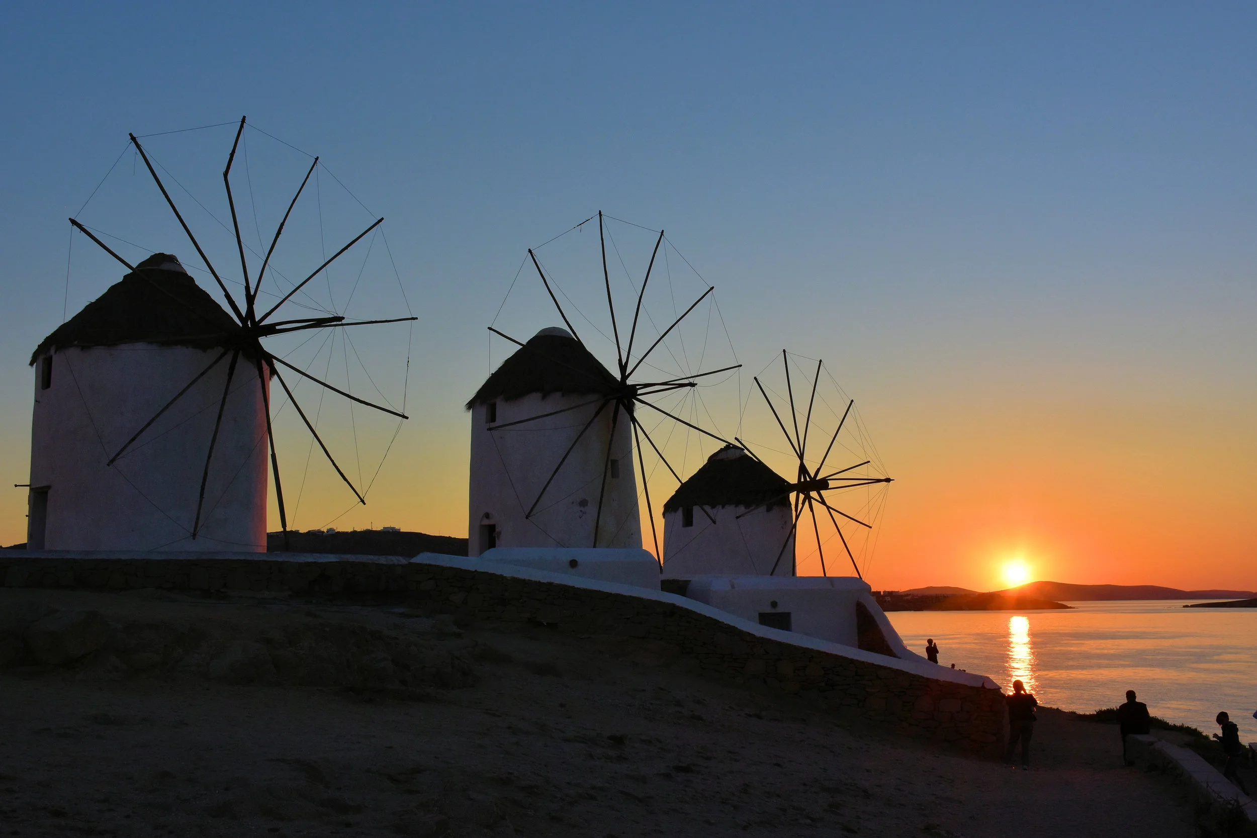 Windmills on the Island of Mykonos, Greece