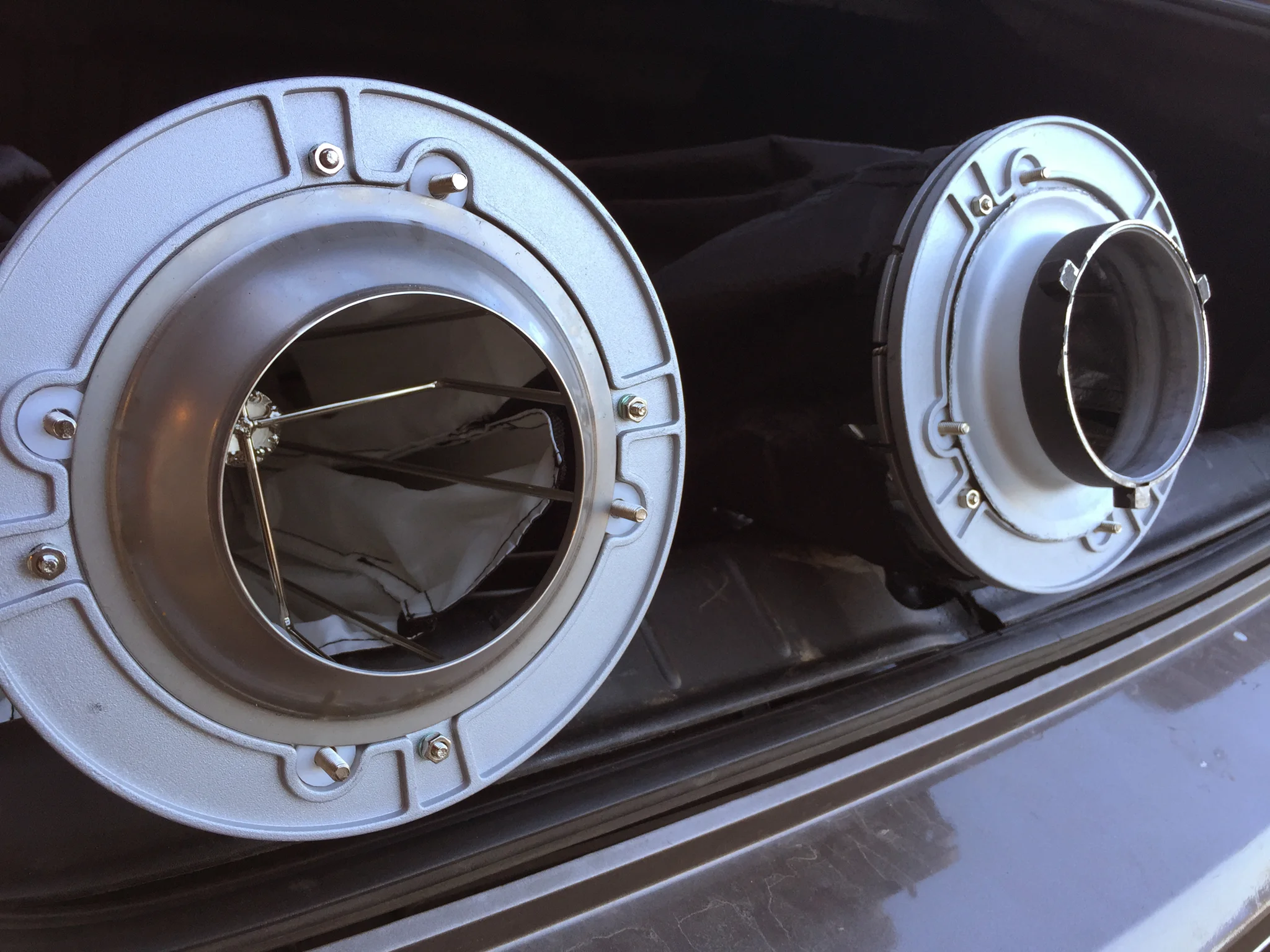 These are my octaboxes in my dirty Malibu. The one on the left is the 5ft and the right one is the 47 inch. Both have the screws taken off in this photo. (excuse the photo crappy shot)