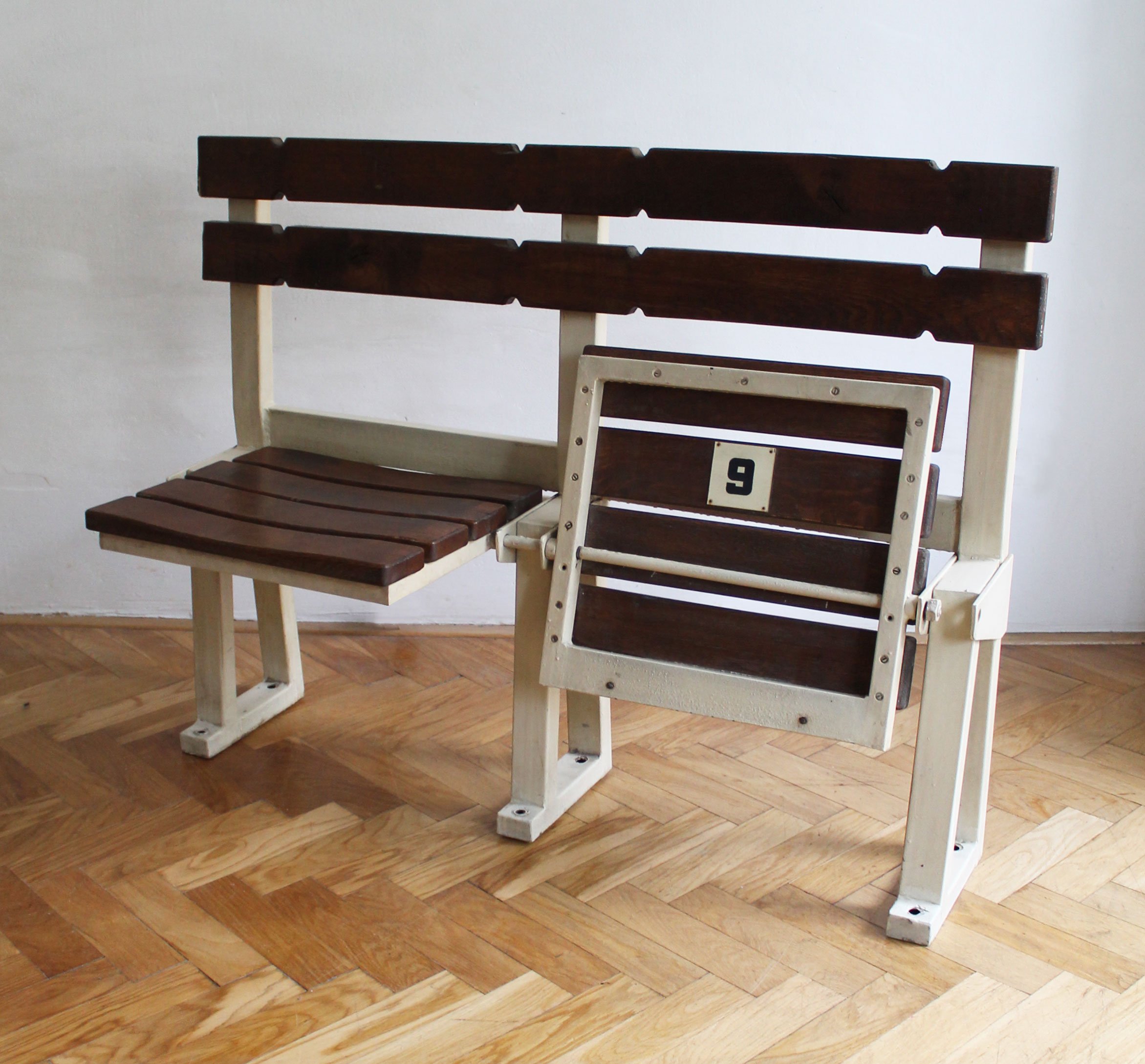 1970's Stadium bench, seats No. 9 and No. 10