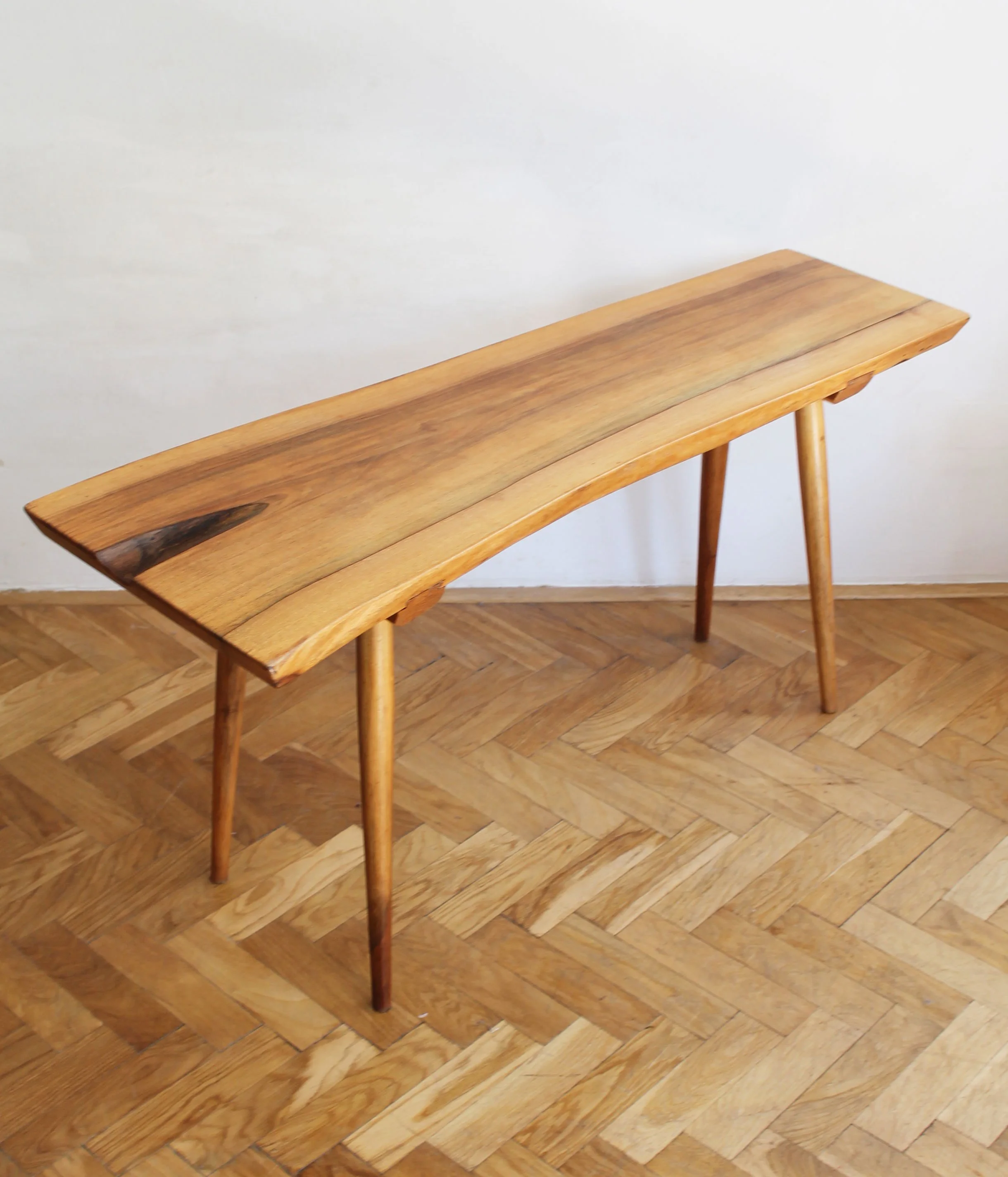 Authentic mid-century modern oak side table, organic organic silhouette, by ULUV.jpg