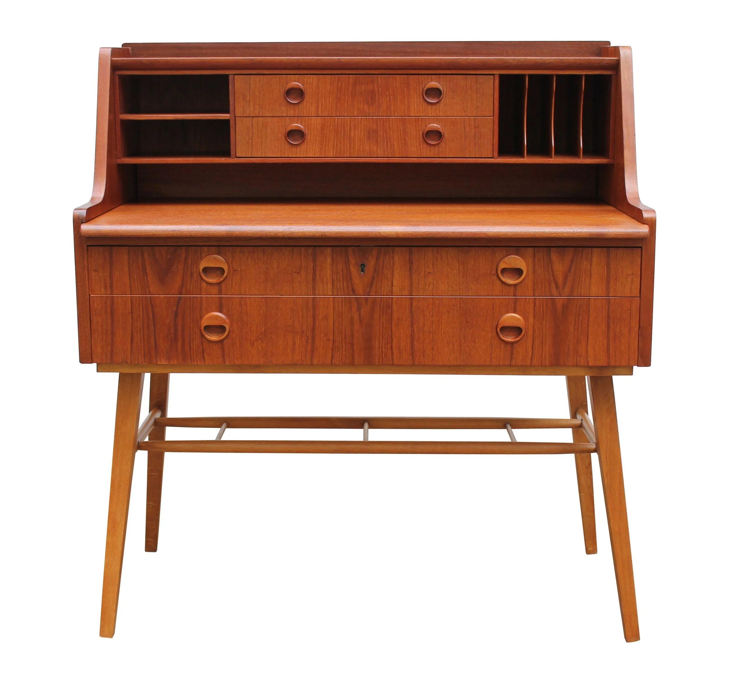 1960's Scandinavian Mid Century Teak Secretary Desk by AB Bröderna Gustafssons