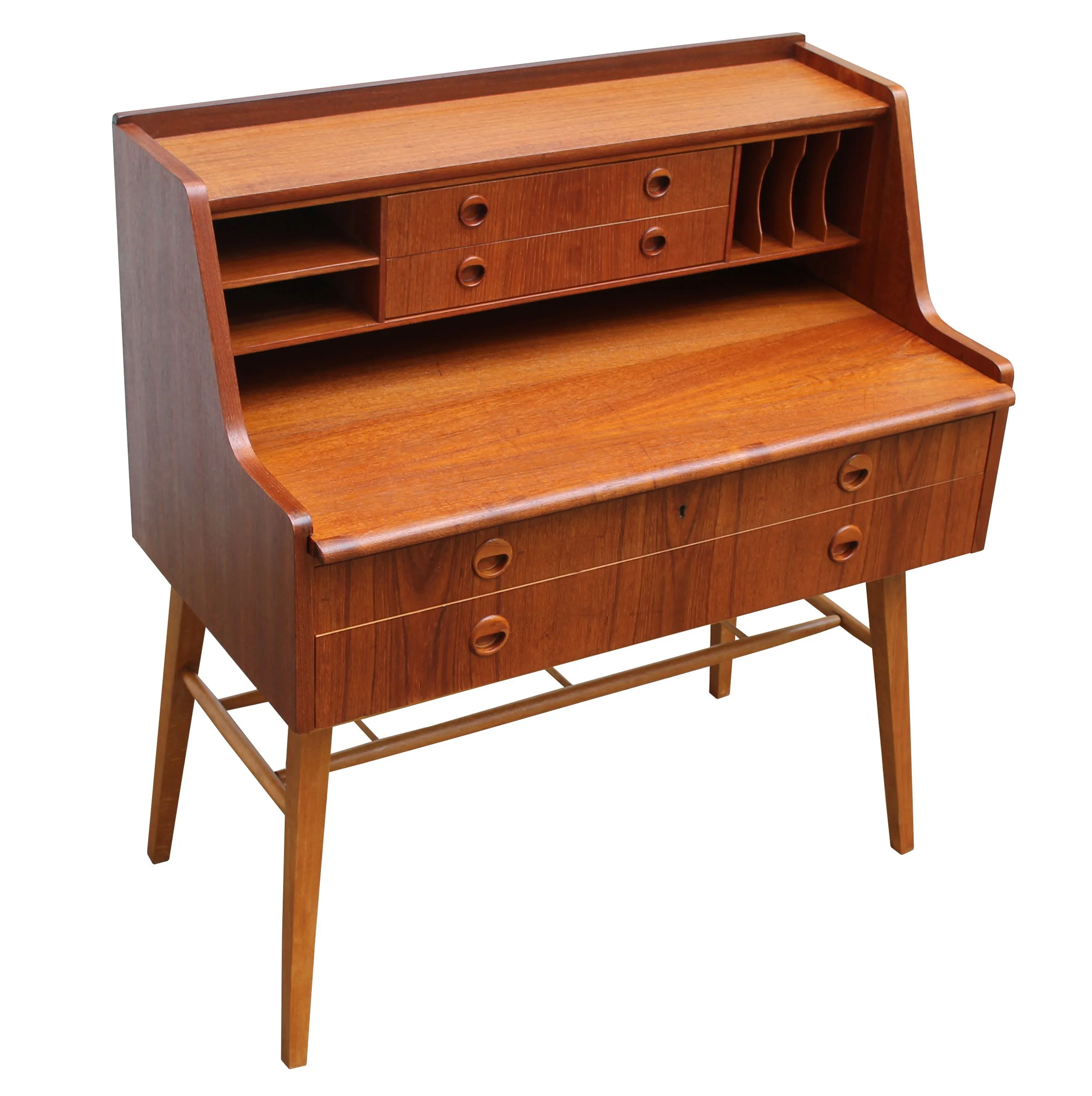 1960's Scandinavian Mid Century Teak Secretary Desk by AB Bröderna Gustafssons