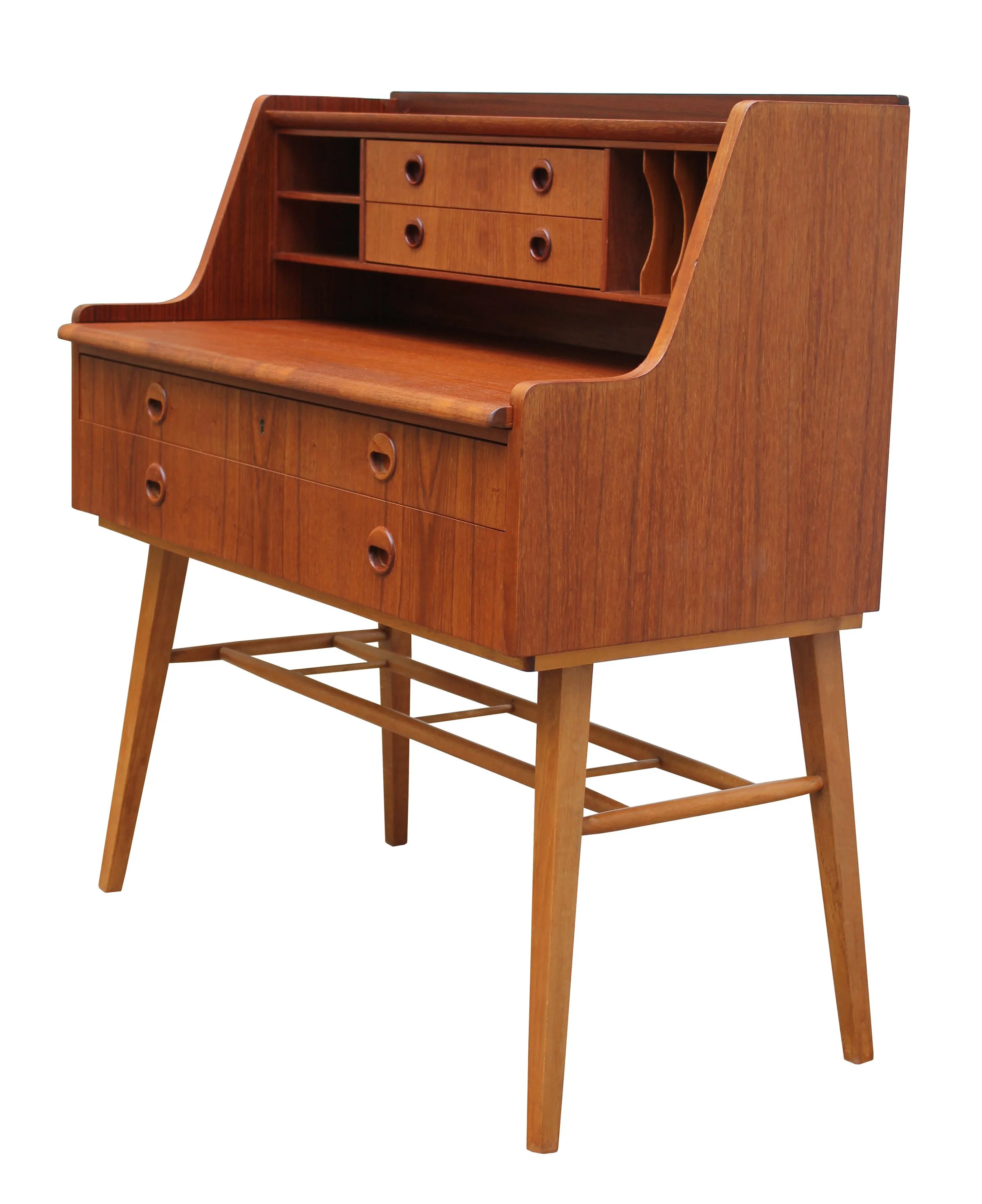 1960's Scandinavian Mid Century Teak Secretary Desk by AB Bröderna Gustafssons