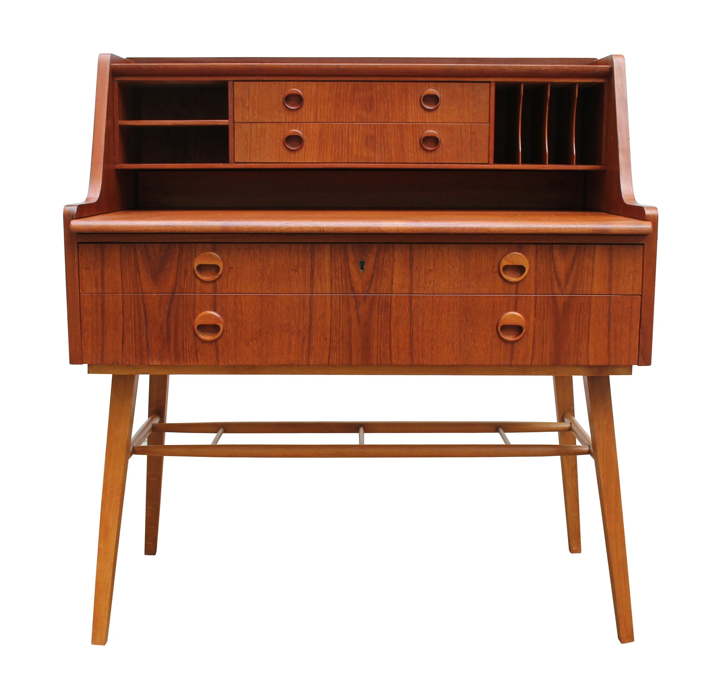 1960's Scandinavian Mid Century Teak Secretary Desk by AB Bröderna Gustafssons